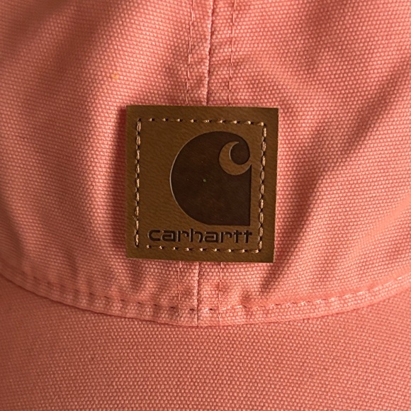 Carhartt Adjustable Canvas Salmon Pink Color Logo Wicking Workwear Cap.  EUC - Picture 2 of 8